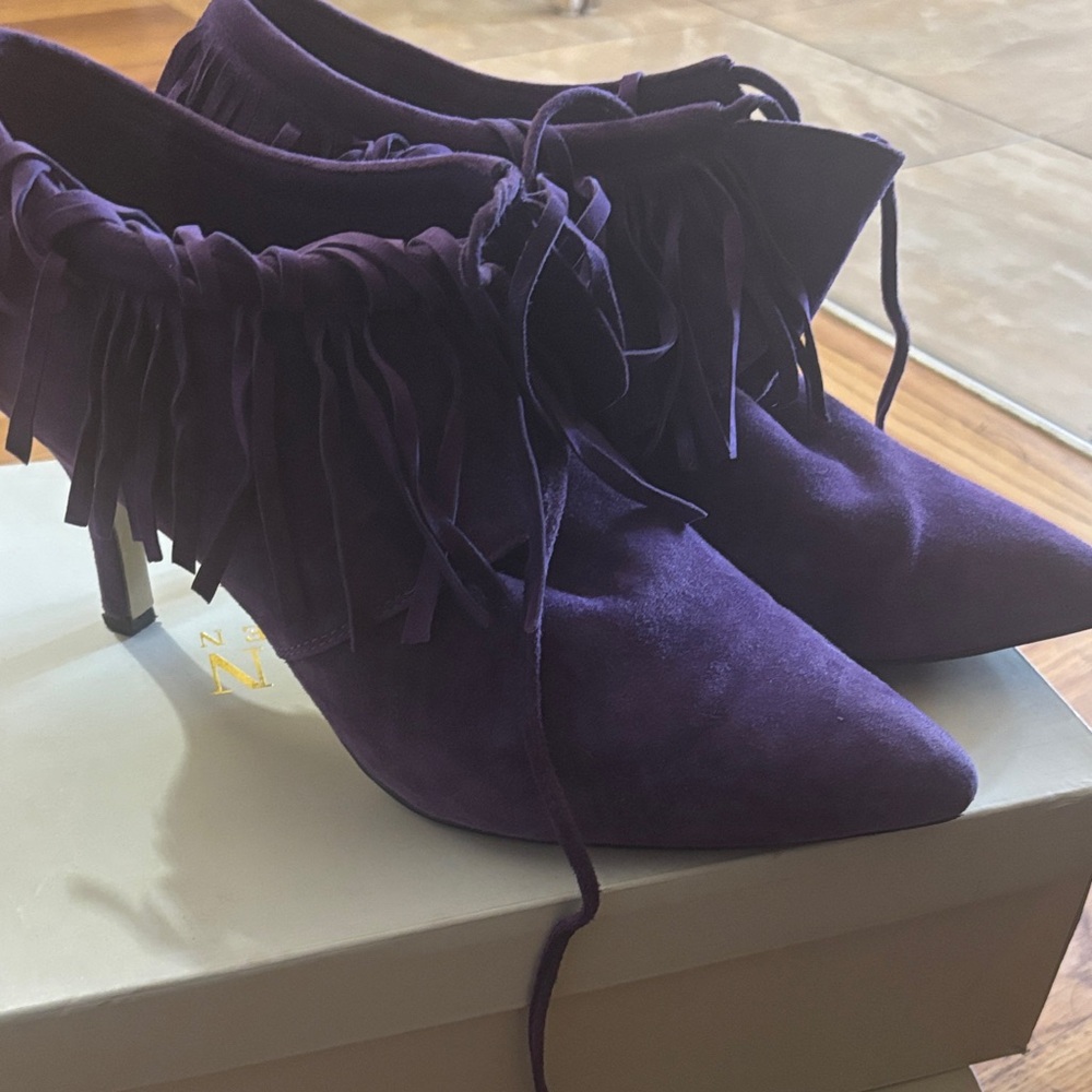 Bella Vita Purple Fringe Heeled Boots